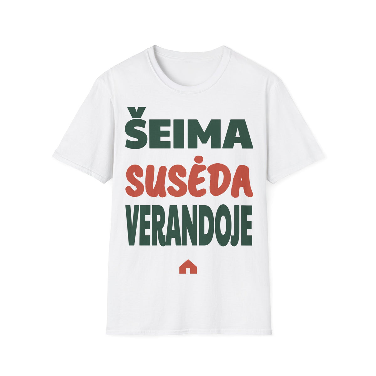 Šeima susėda verandoje.