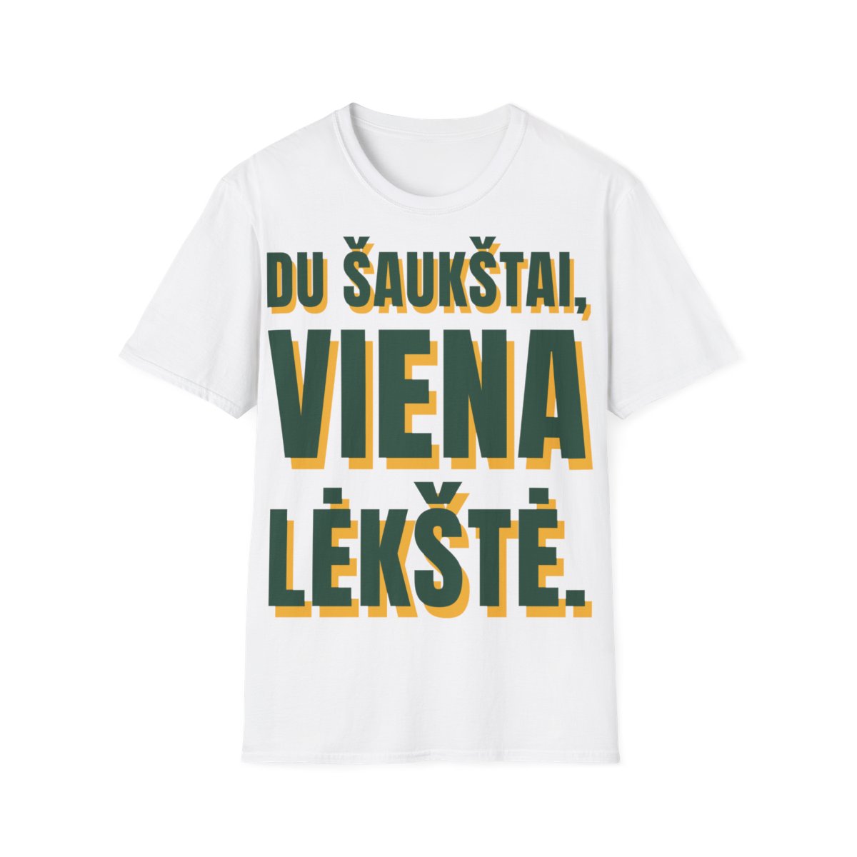 Marškinėliai „Du šaukštai, viena lėkštė.“ – balta