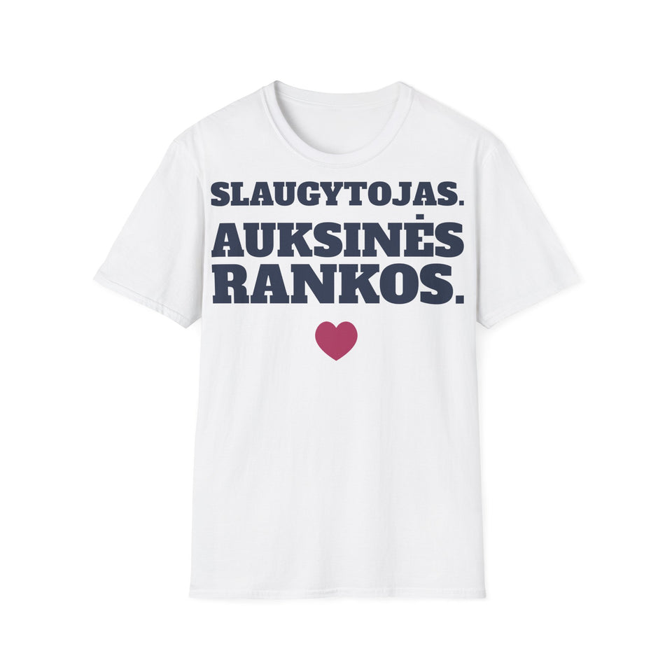 Slaugytojas. Auksinės rankos. — Marškinėliai, spaudos pusė