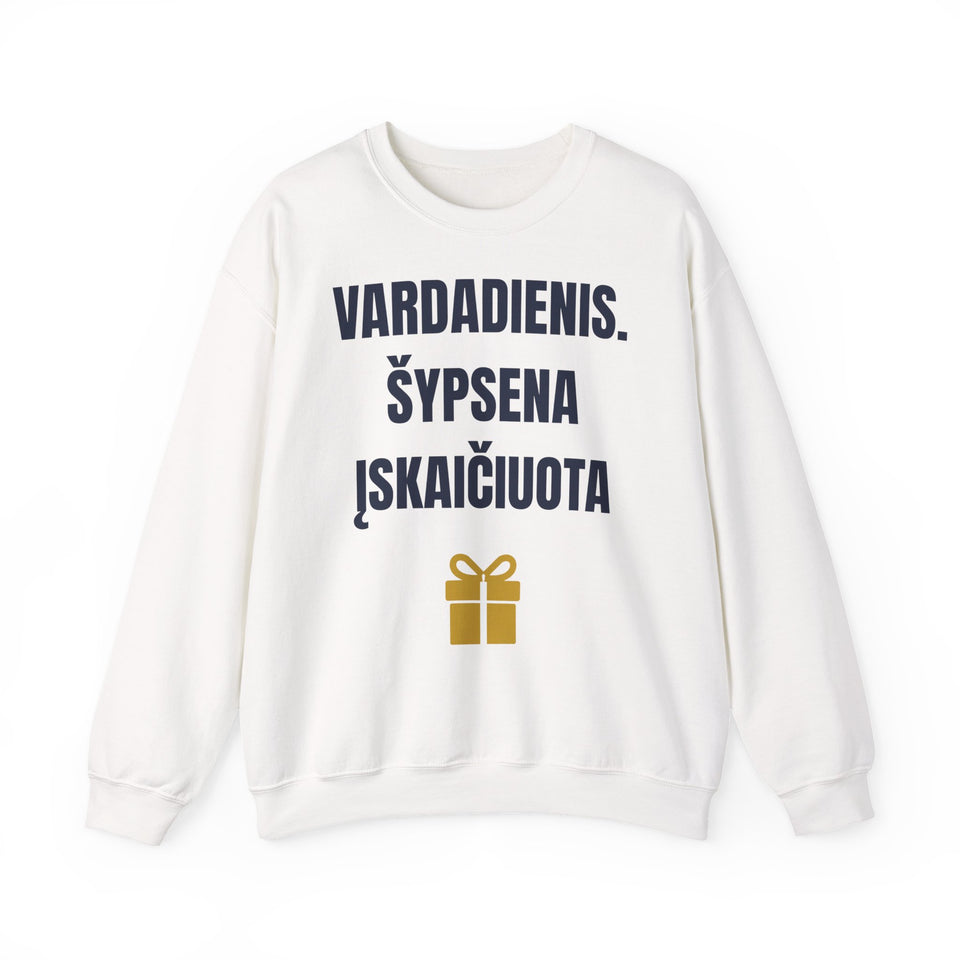 Vardadienis. Šypsena įskaičiuota — Džemperis, spauda priekyje