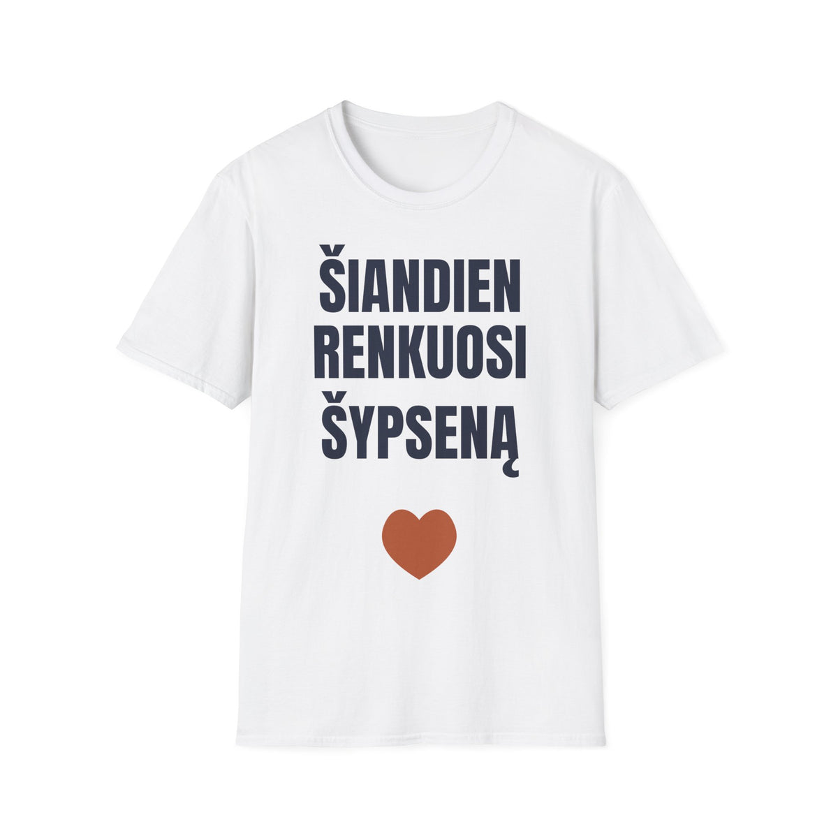 Šypsausi. Kava jau išgerta. – Šiandien renkuosi šypseną — Marškinėliai, spaudos vaizdas
