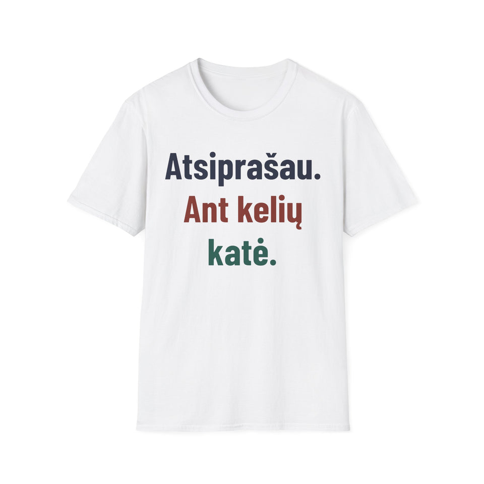 Atsiprašau. Ant kelių katė.