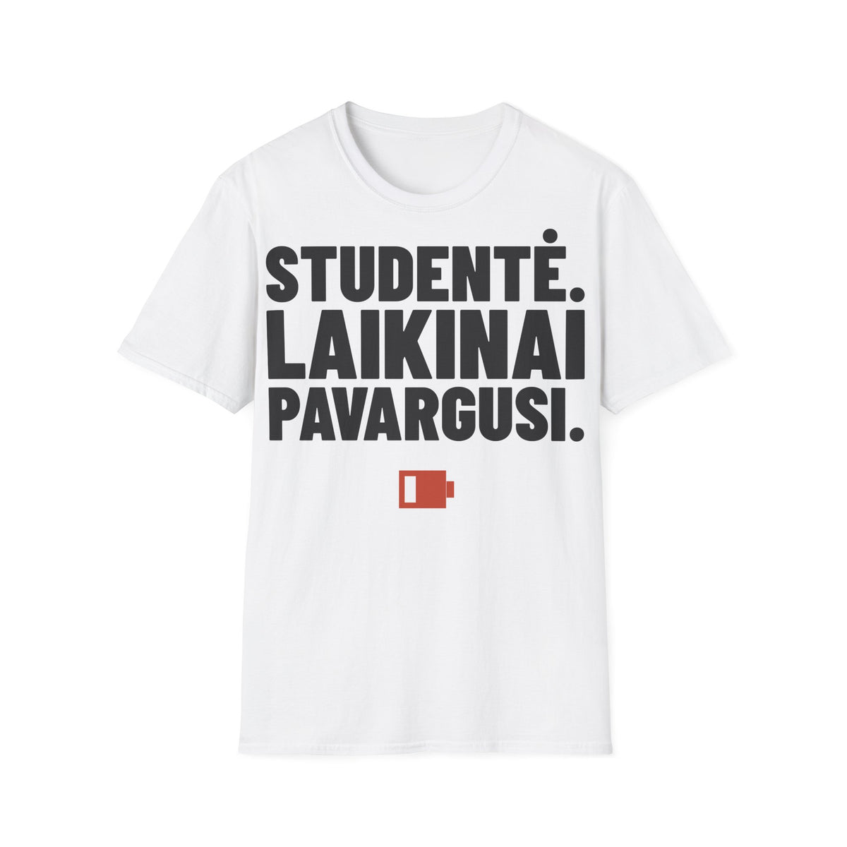 Studentė. Laikinai pavargusi. — Marškinėliai, spaudos pusė