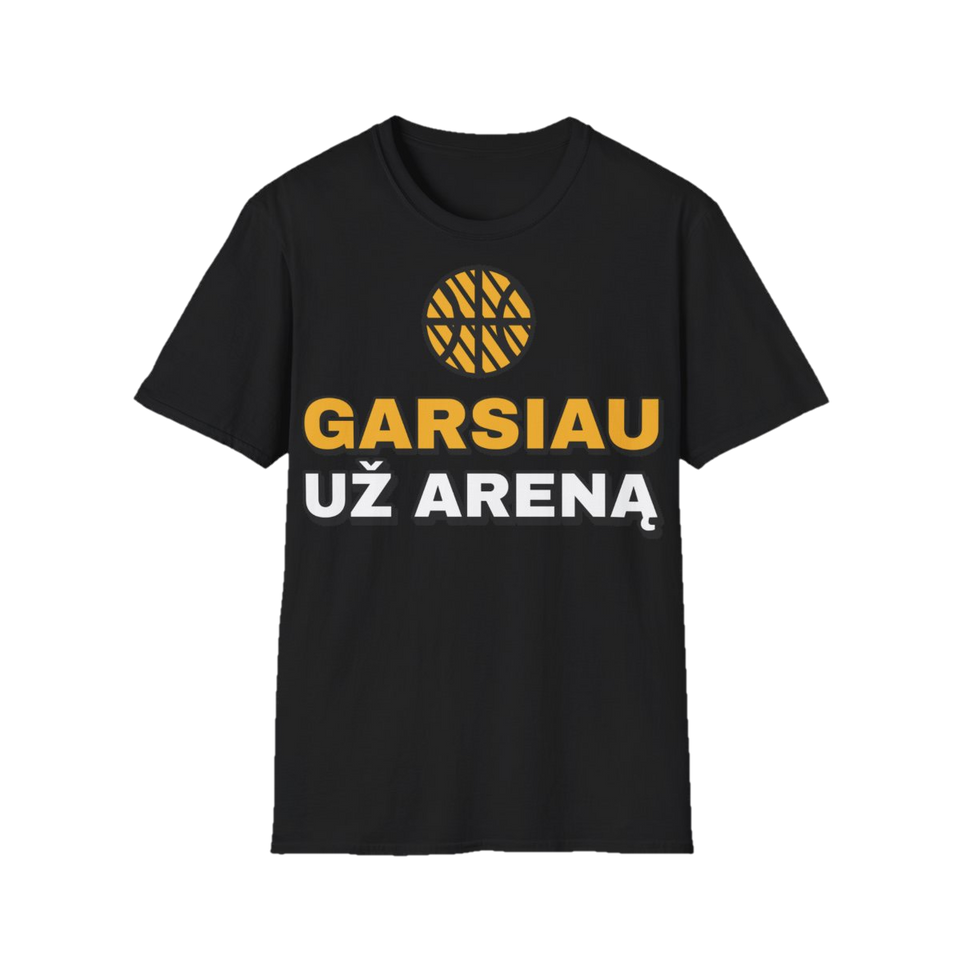 Marškinėliai „Garsiau už areną“ – juoda