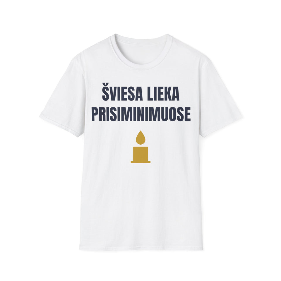 Šviesa lieka prisiminimuose — Marškinėliai, spauda priekyje