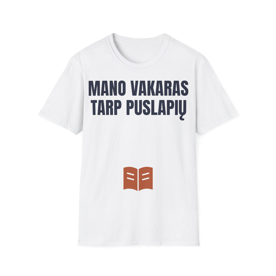 Mano vakaras tarp puslapių — Marškinėliai, spaudos vaizdas