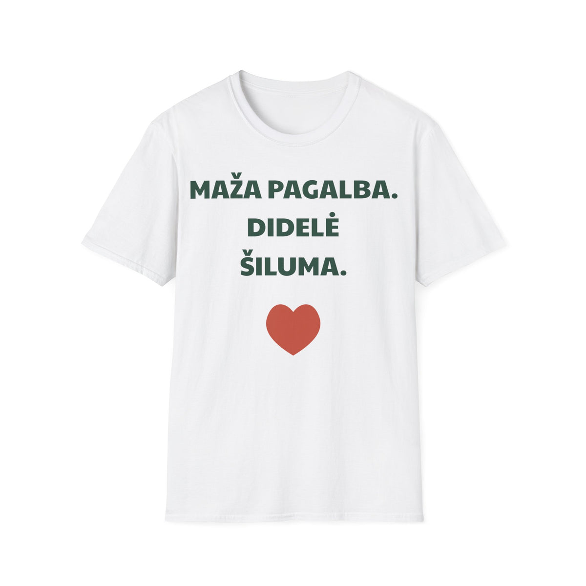 Maža pagalba. Didelė šiluma. — Marškinėliai, spauda priekyje