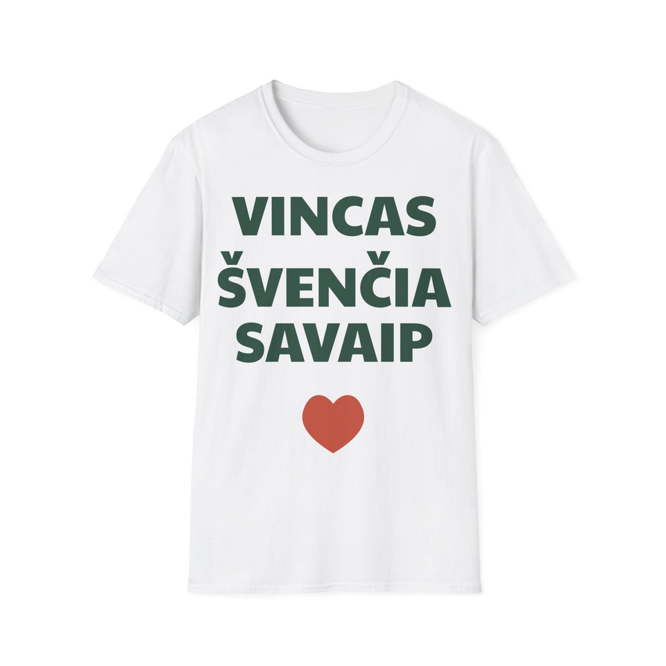 Vincas švenčia savaip — Marškinėliai, spauda priekyje