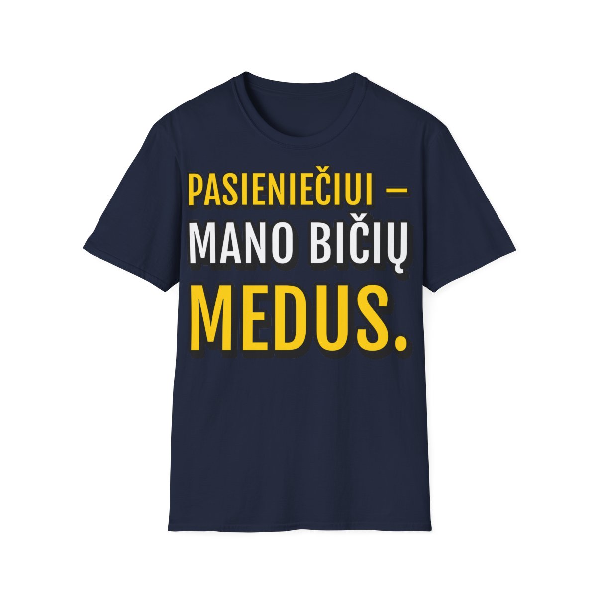 Marškinėliai „Pasieniečiui – mano bičių medus.“ – tamsiai mėlyna