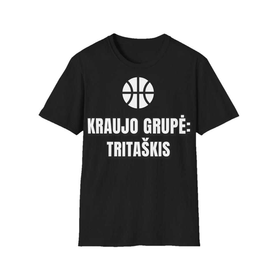 Marškinėliai „Kraujo grupė: tritaškis“ – juoda