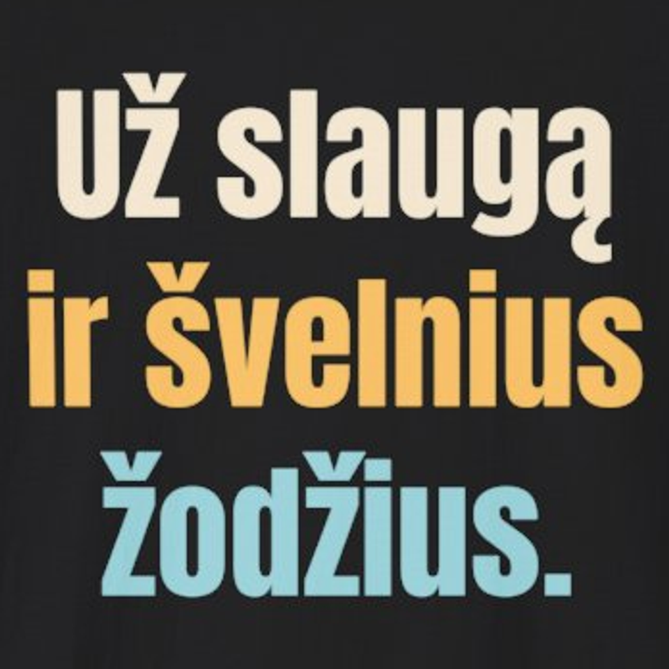 Už slaugą ir švelnius žodžius. – marškinėliai, spaudos vaizdas