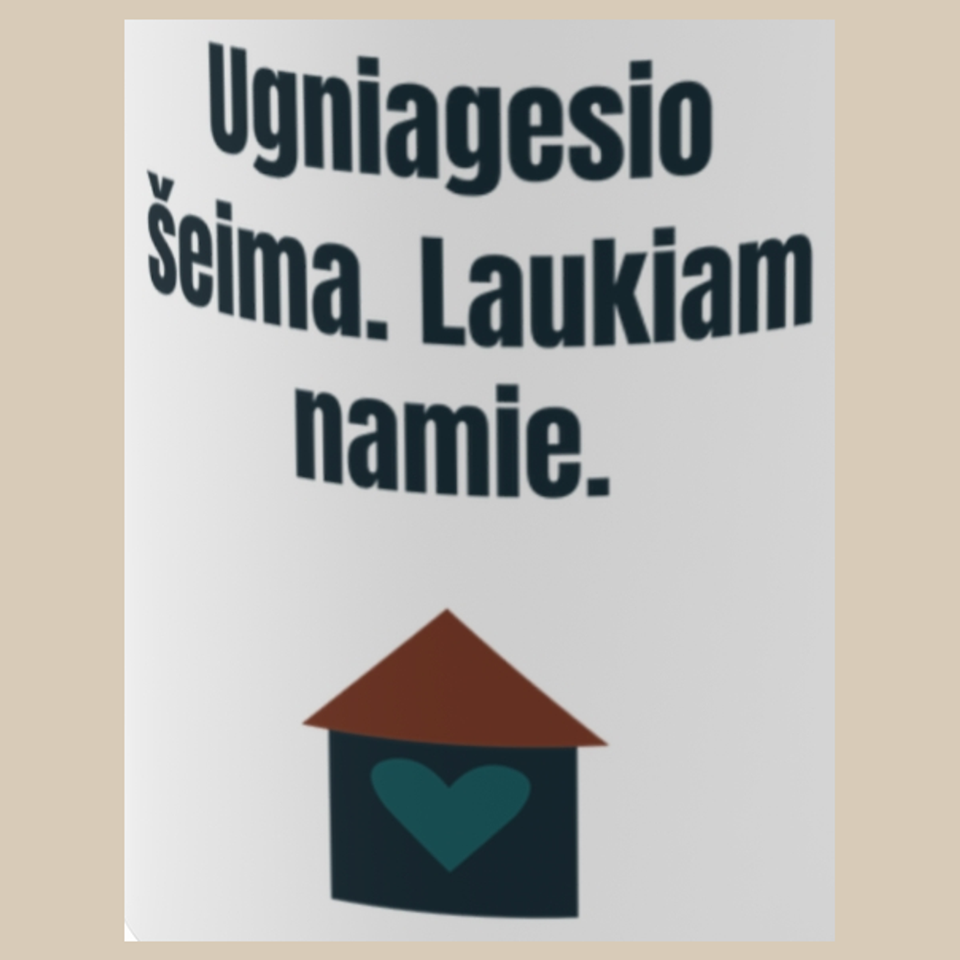 Ugniagesio šeima. Laukiam namie. – puodelis, spaudos vaizdas