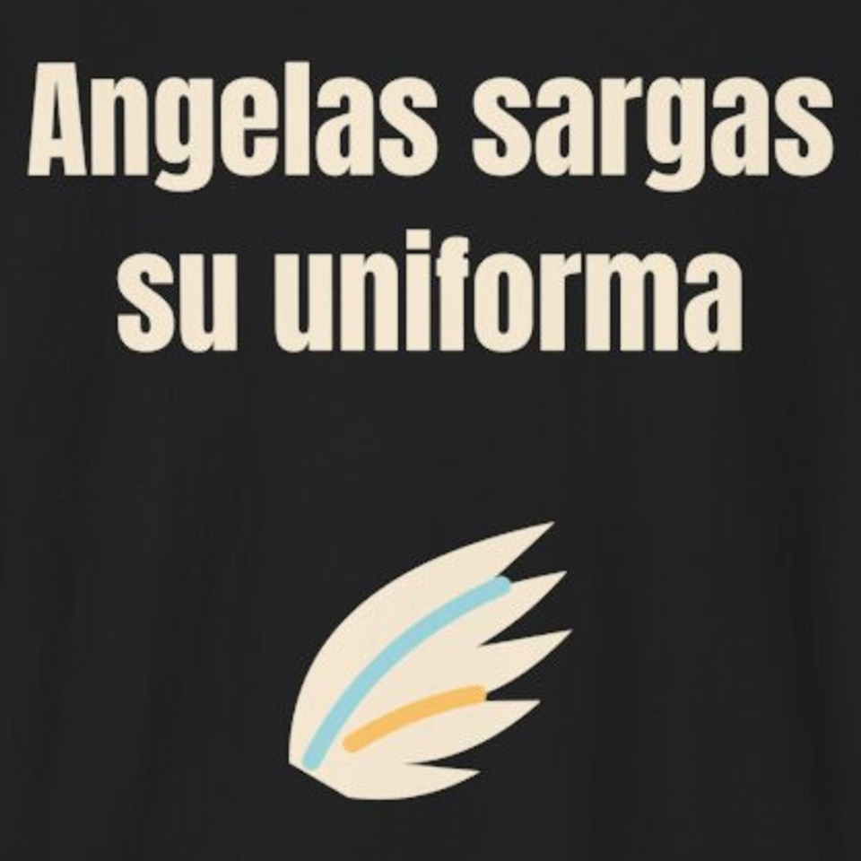Angelas sargas su uniforma – marškinėliai, spaudos vaizdas
