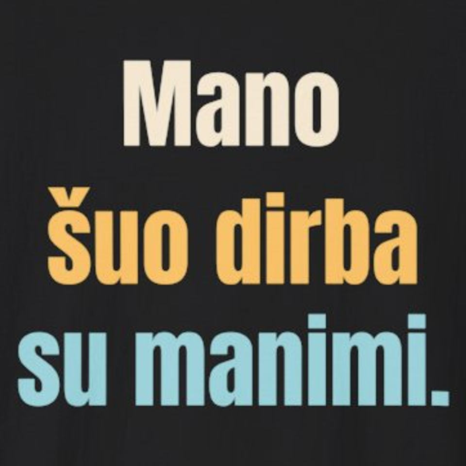 Mano partneris – su uodega. – Mano šuo dirba su manimi. – marškinėliai, spaudos vaizdas