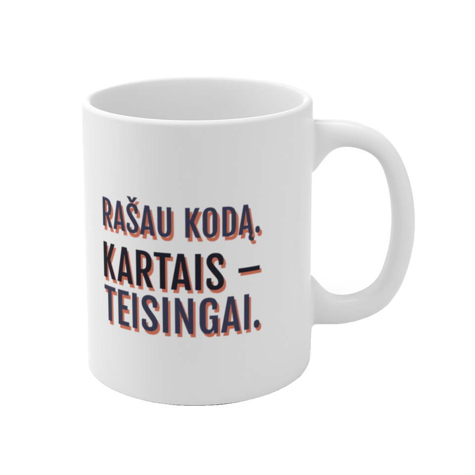 Rašau kodą. Kartais – teisingai. – puodelis, spaudos vaizdas