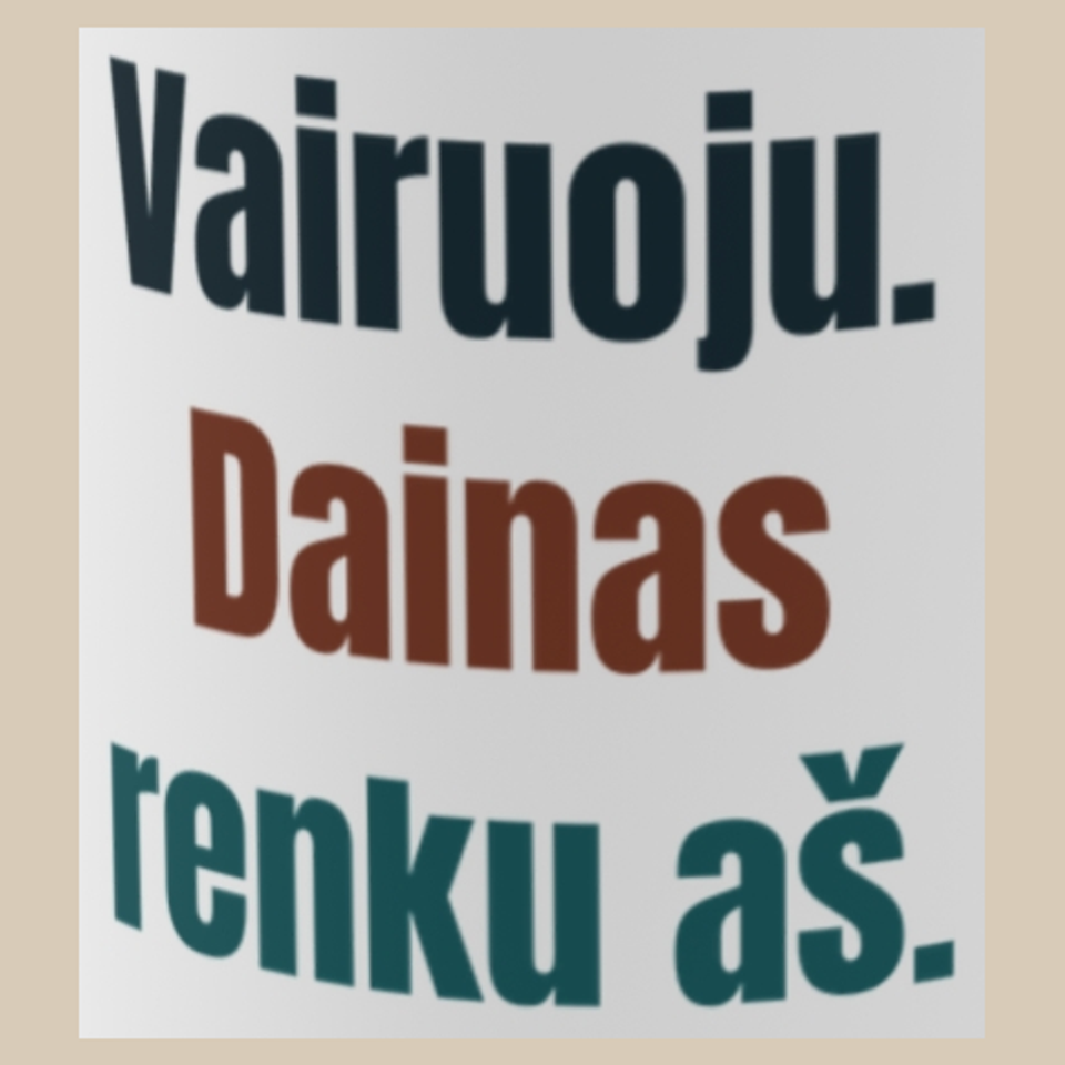 Vairuoju. Dainas renku aš. – puodelis, spaudos vaizdas