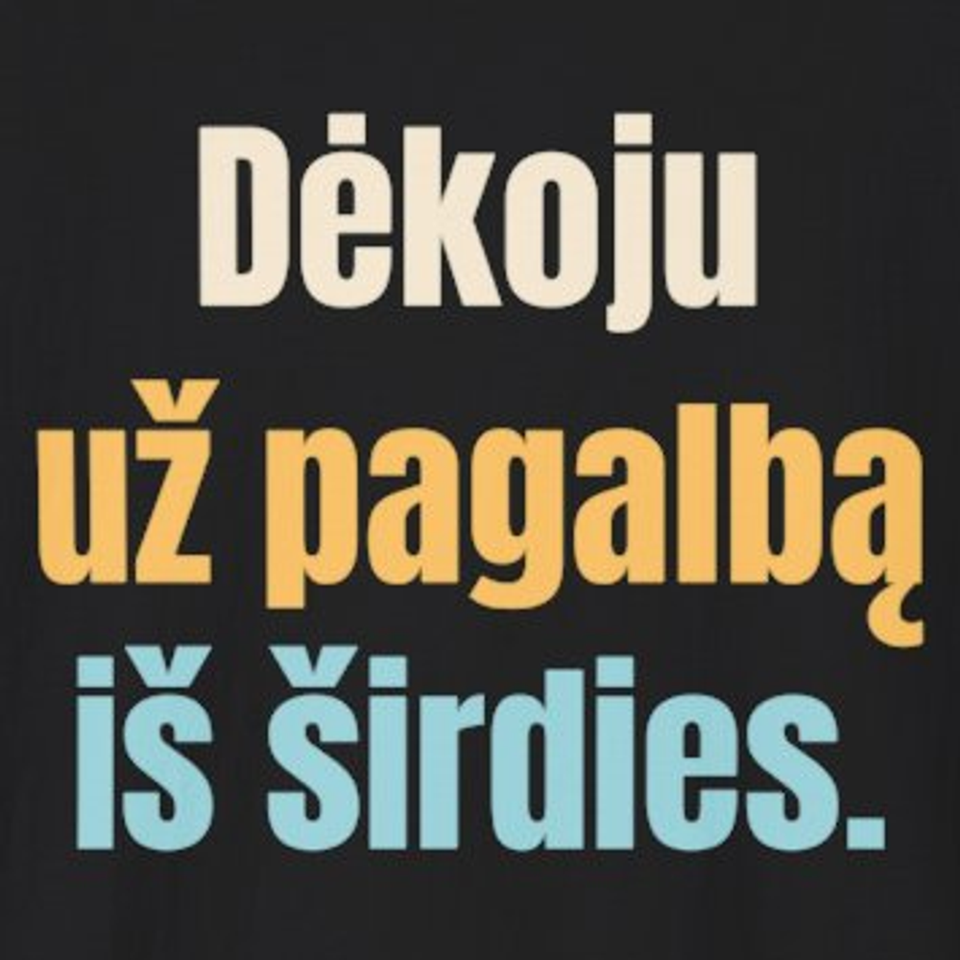 Dėkoju už pagalbą iš širdies. – marškinėliai, spaudos vaizdas