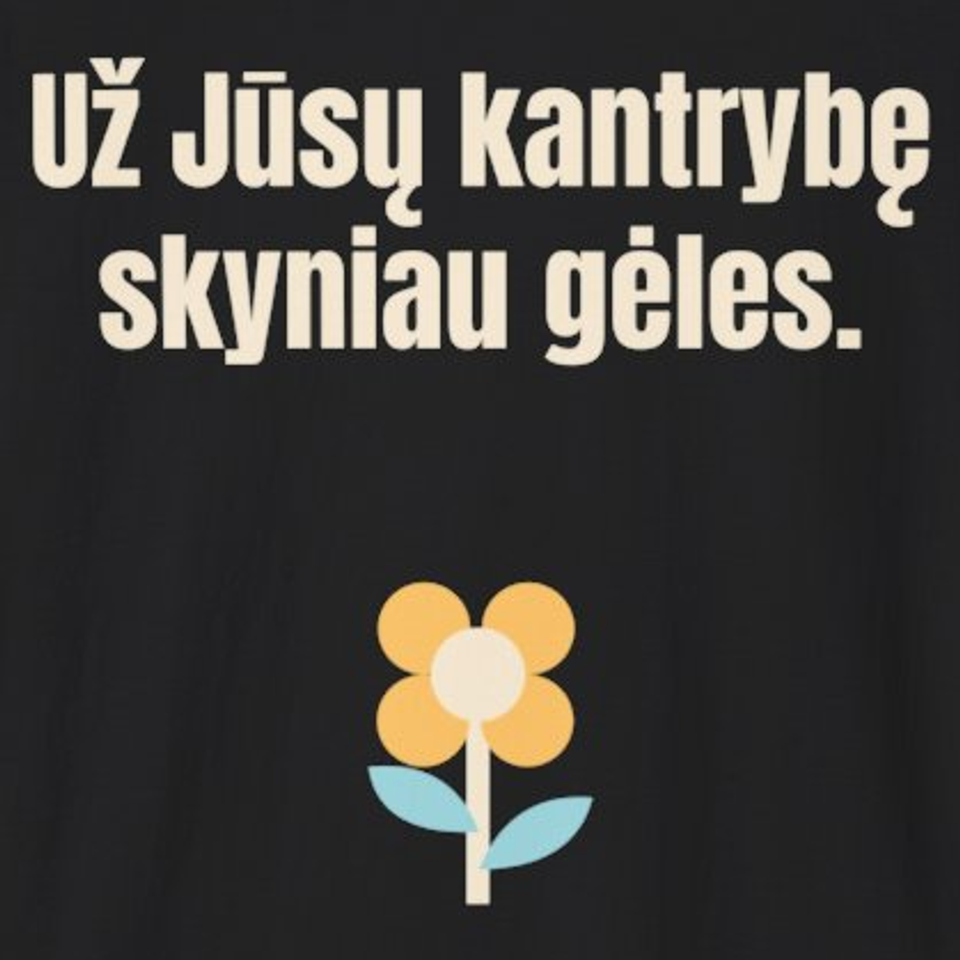 Už Jūsų kantrybę skyniau gėles. – marškinėliai, spaudos vaizdas