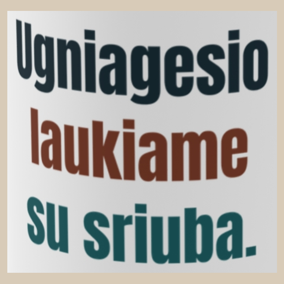 Ugniagesio laukiame su sriuba. – puodelis, spaudos vaizdas