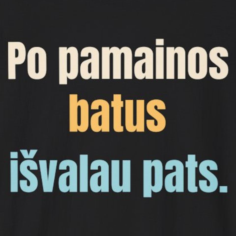 Po pamainos batus išvalau pats. – marškinėliai, spaudos vaizdas