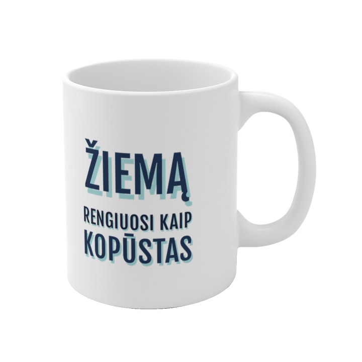 Puodelis „Žiemą rengiuosi kaip kopūstas“ – vaizdas 1