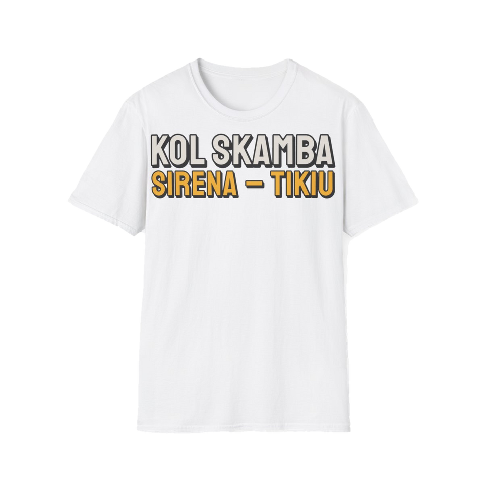 Marškinėliai „Kol skamba sirena – tikiu“ – balta