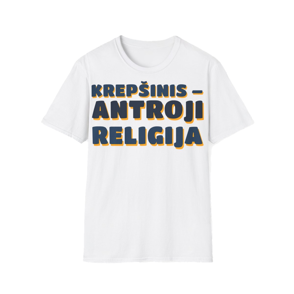 Marškinėliai „Krepšinis – antroji religija“ – balta