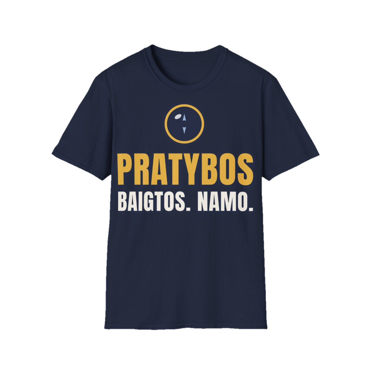 Marškinėliai „Pratybos baigtos. Namo.“ – tamsiai mėlyna