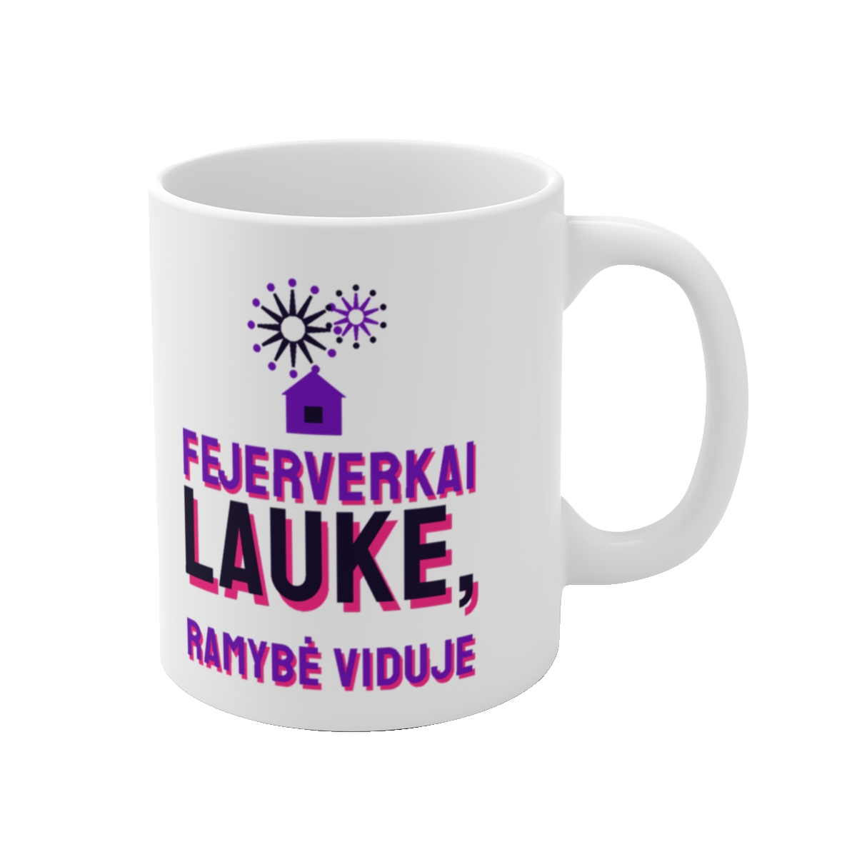 Puodelis „Fejerverkai lauke, ramybė viduje“ – vaizdas 1