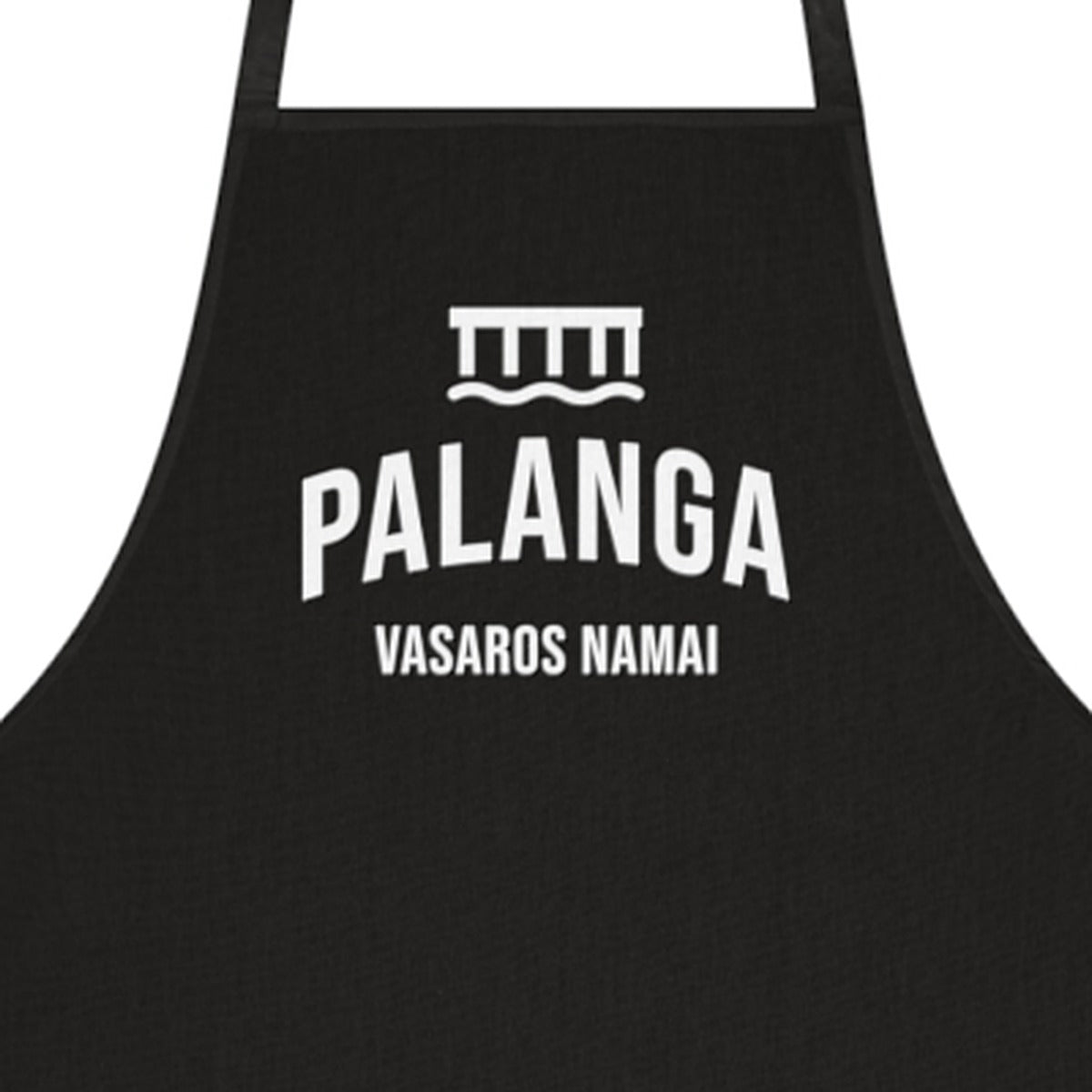 Prijuostė „Palanga“ – juoda, spaudos stambus planas