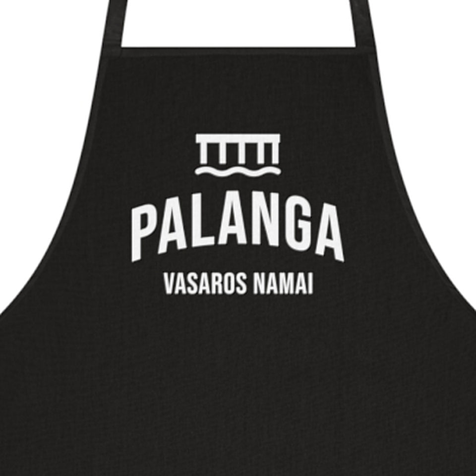 Prijuostė „Palanga“ – juoda, spaudos stambus planas