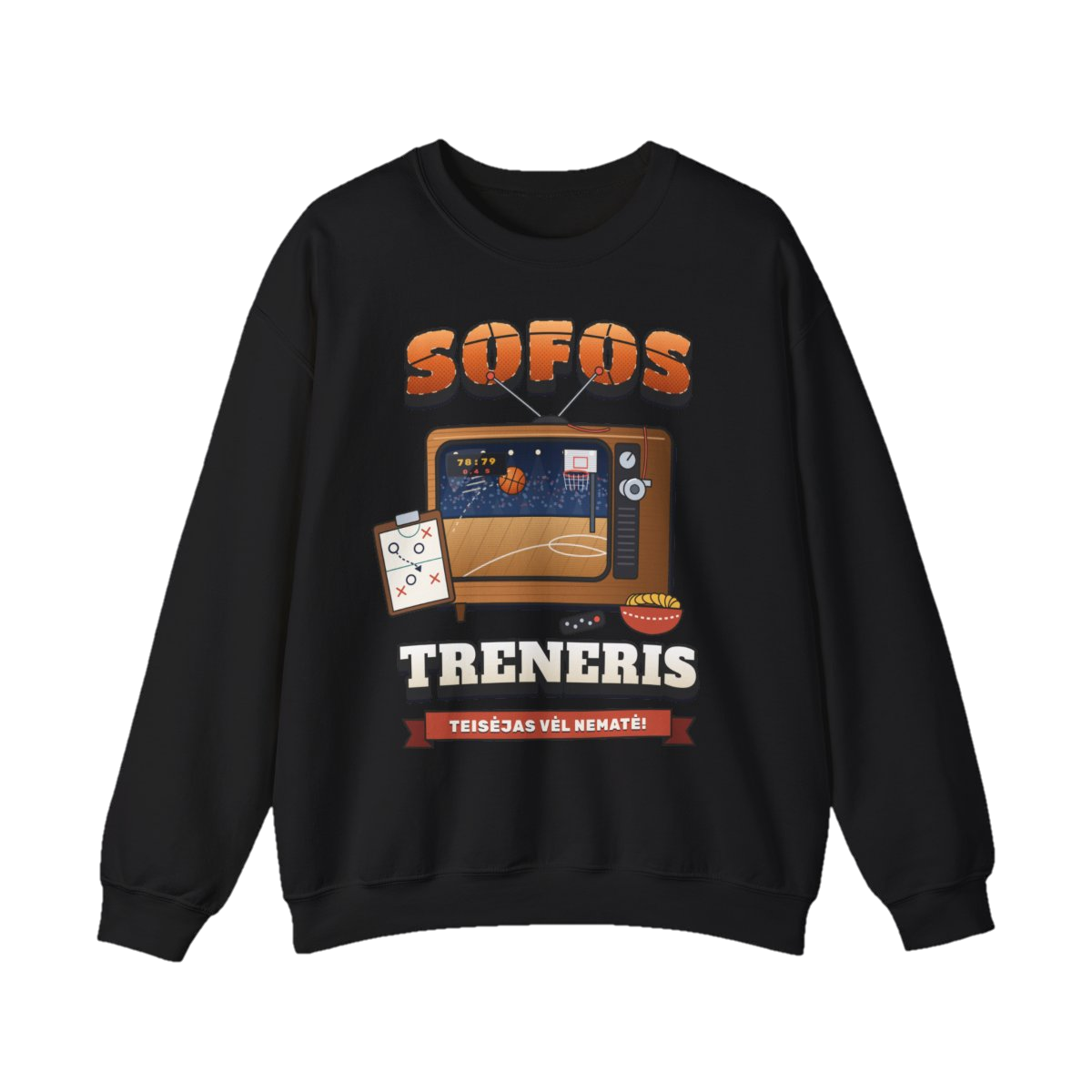 Džemperis „Sofos treneris. Teisėjas vėl nematė“ – juoda