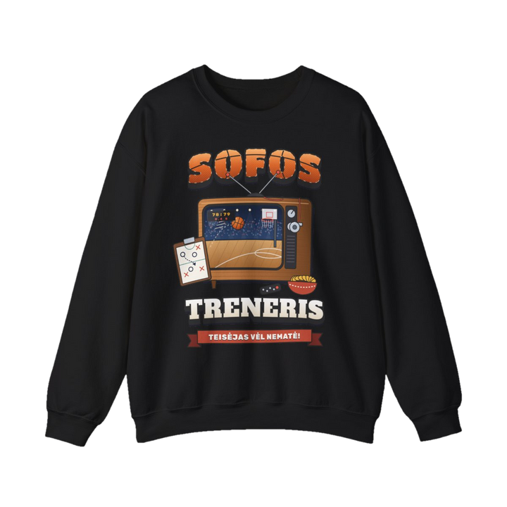 Džemperis „Sofos treneris. Teisėjas vėl nematė“ – juoda