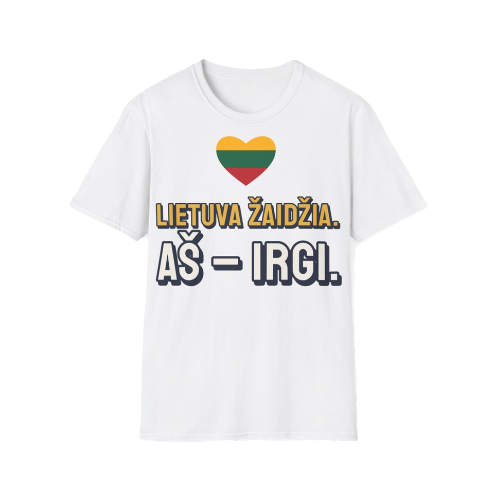 Marškinėliai „Lietuva žaidžia. Aš – irgi.“ – balta