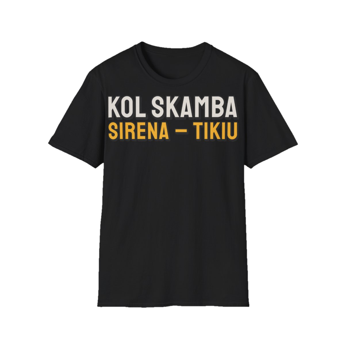 Marškinėliai „Kol skamba sirena – tikiu“ – juoda