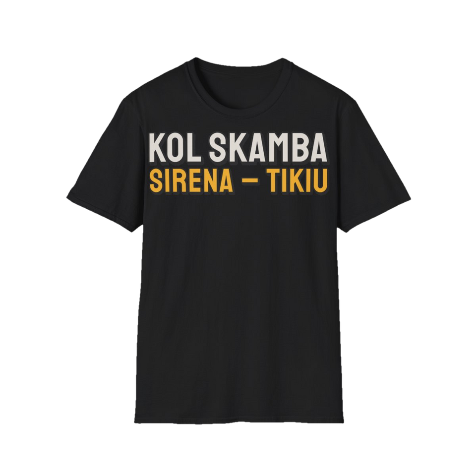 Marškinėliai „Kol skamba sirena – tikiu“ – juoda