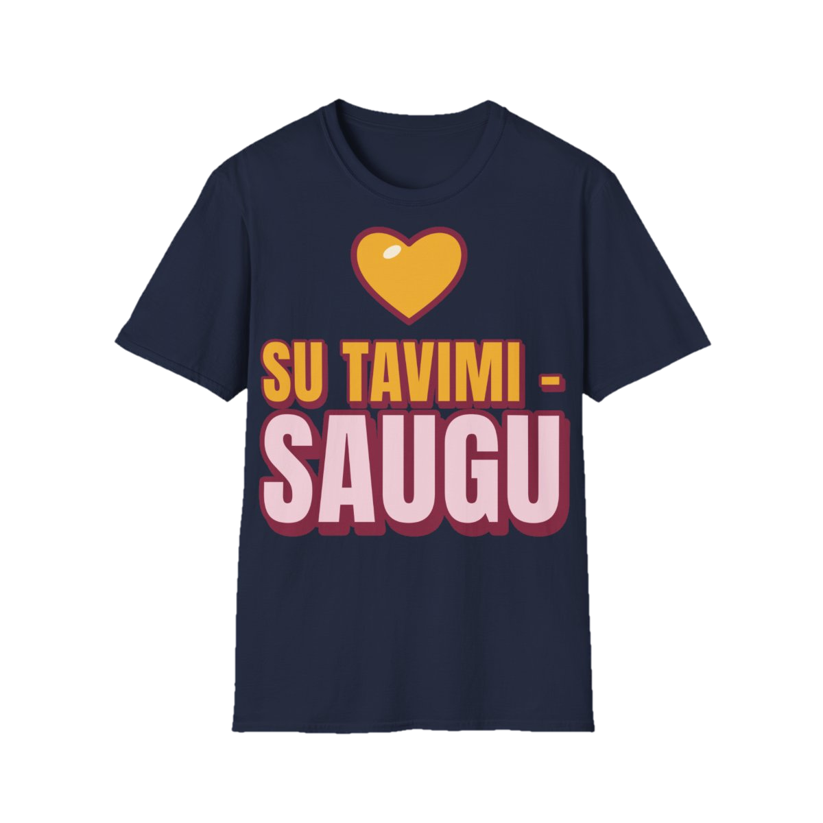 Marškinėliai „Su tavimi – saugu“ – tamsiai mėlyna