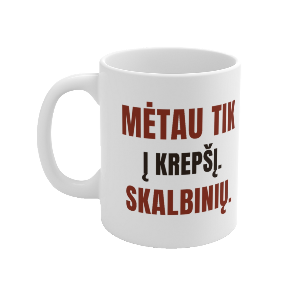 Puodelis „Mėtau tik į krepšį. Skalbinių.“ – vaizdas 2