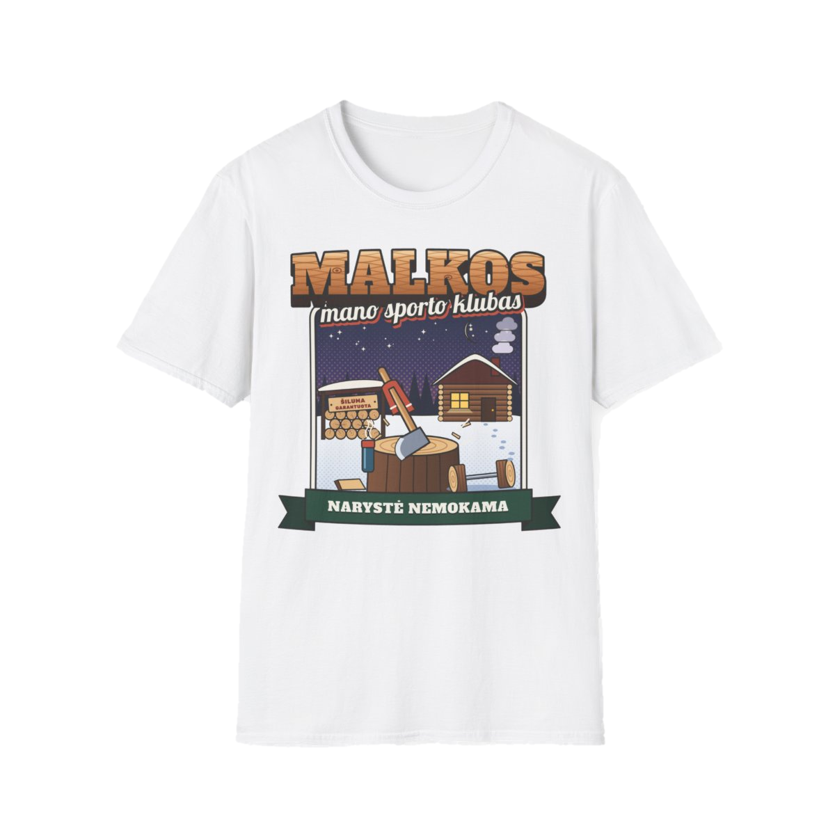 Marškinėliai „Malkos – mano sporto klubas“ – balta