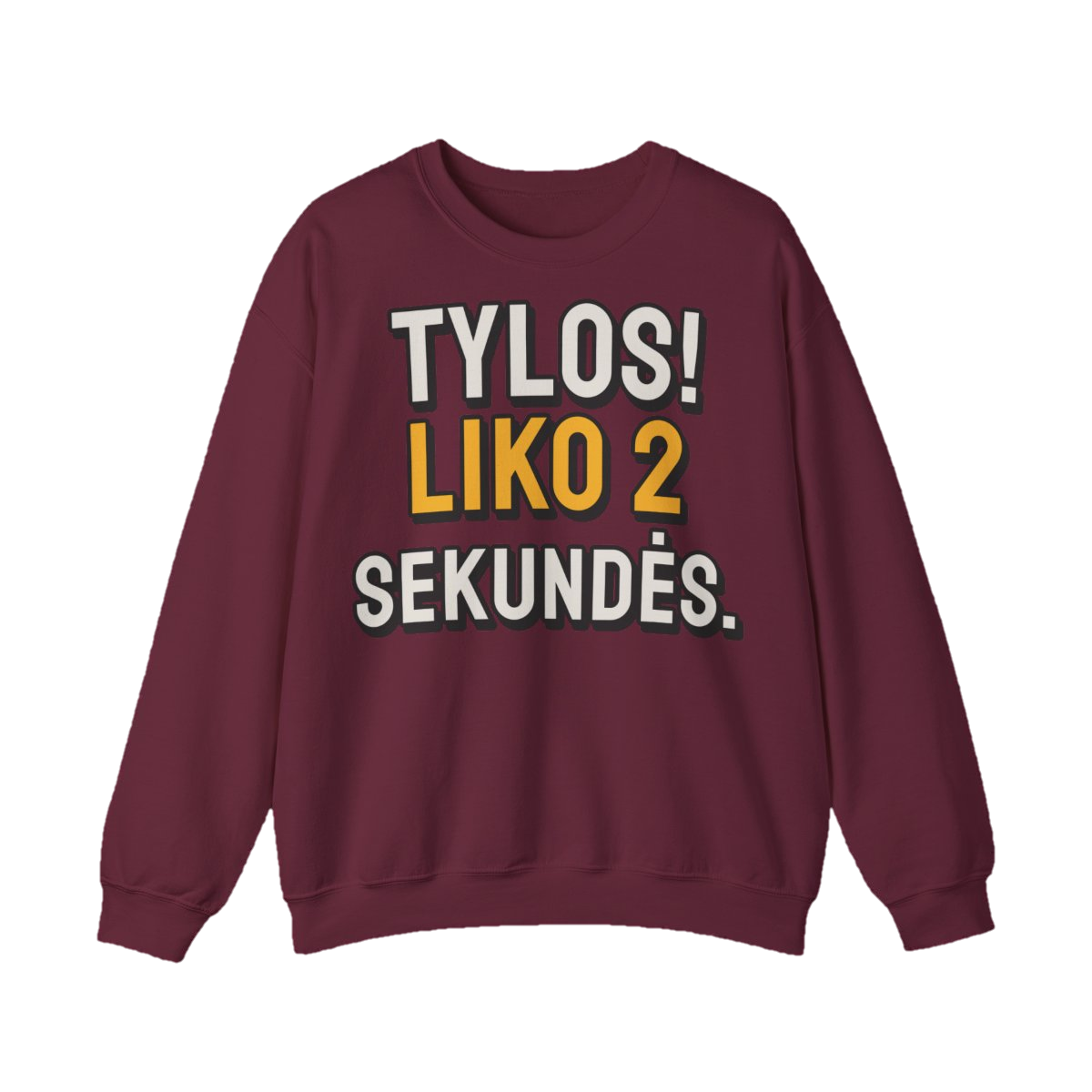 Džemperis „Tylos! Liko 2 sekundės.“ – bordo