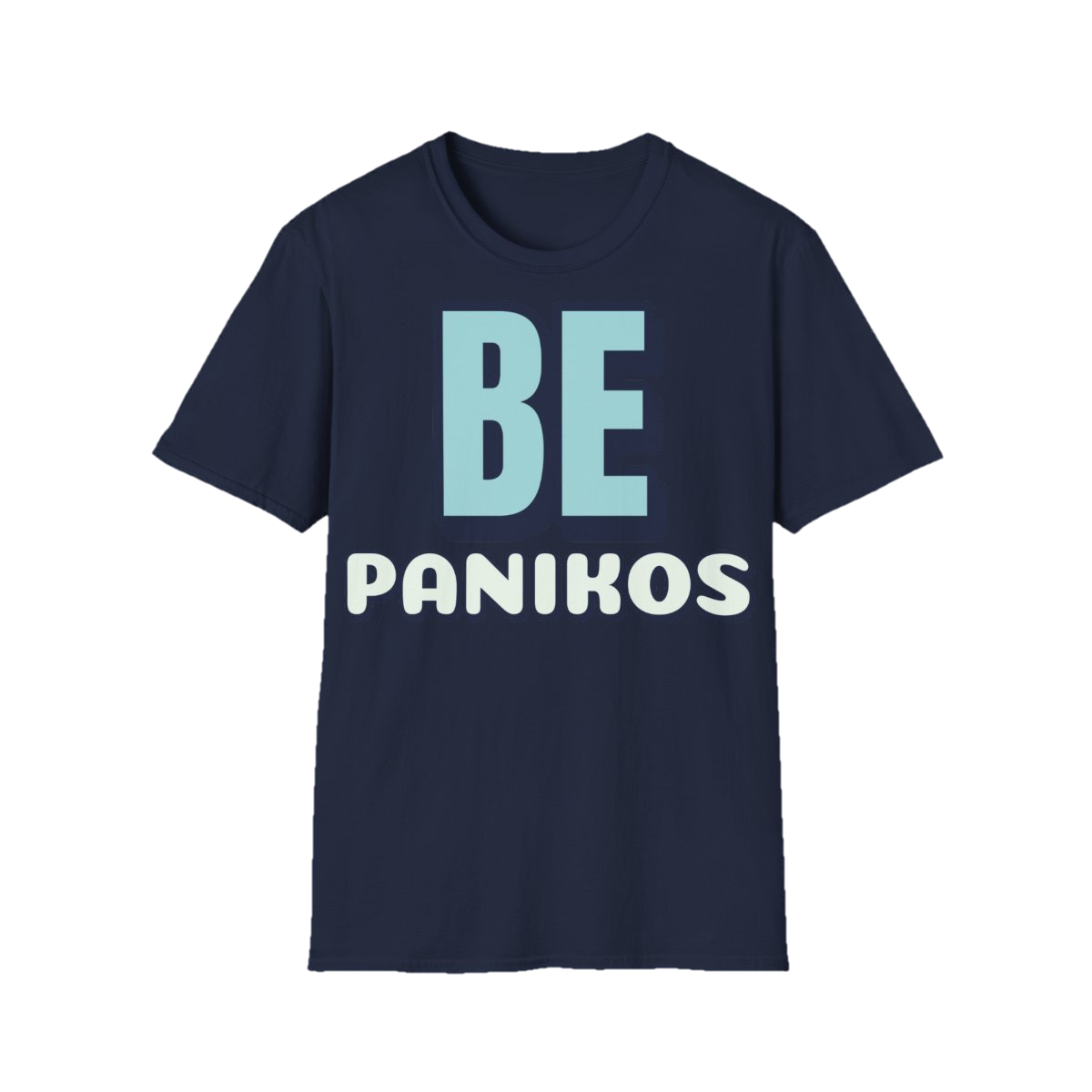 Marškinėliai „Be panikos“ – tamsiai mėlyna
