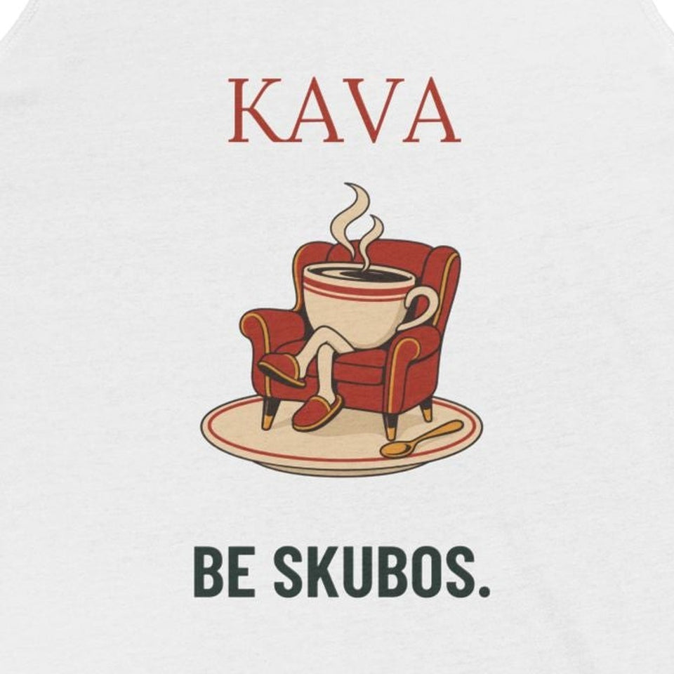 Berankoviai marškinėliai „Kava be skubos“ – užrašas iš arti