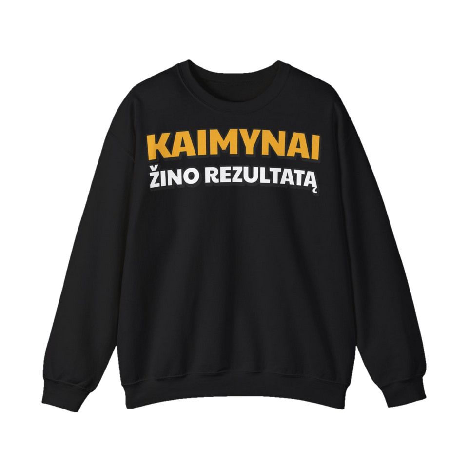 Džemperis „Kaimynai žino rezultatą“ – juoda