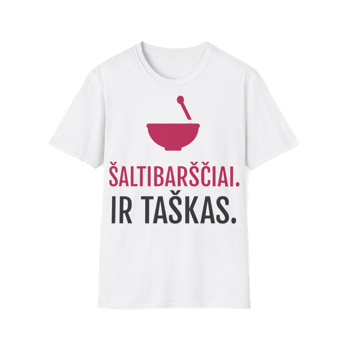 Marškinėliai „Šaltibarščiai. Ir taškas.“ – balta