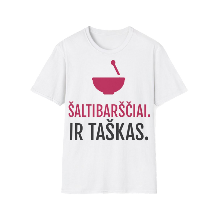 Marškinėliai „Šaltibarščiai. Ir taškas.“ – balta