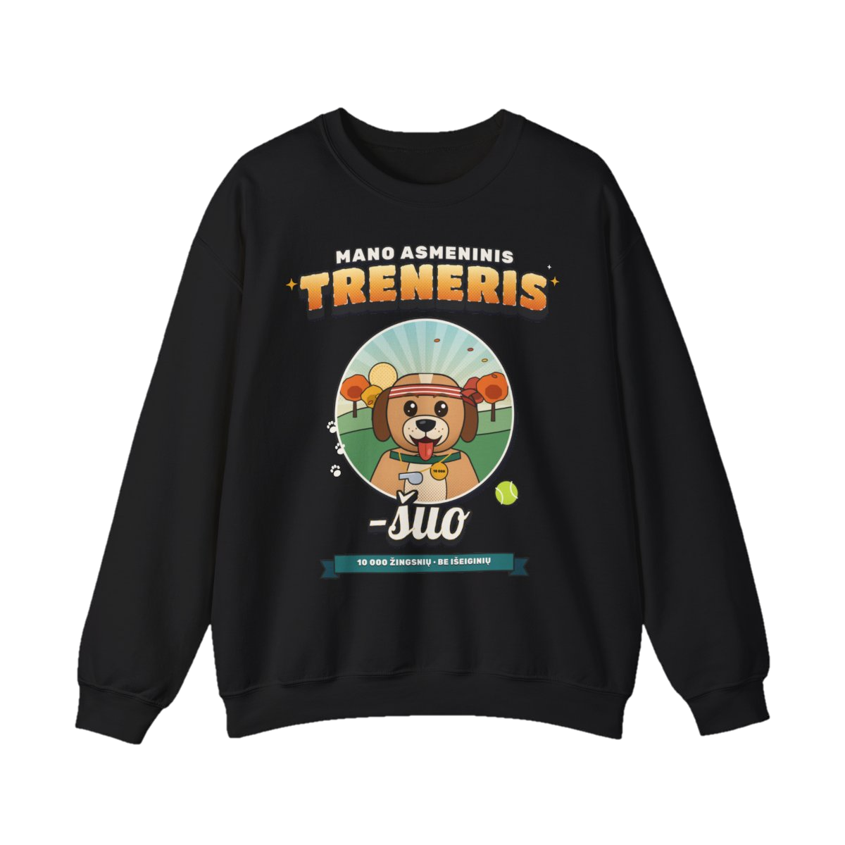 Džemperis „Mano asmeninis treneris – šuo“ – juoda