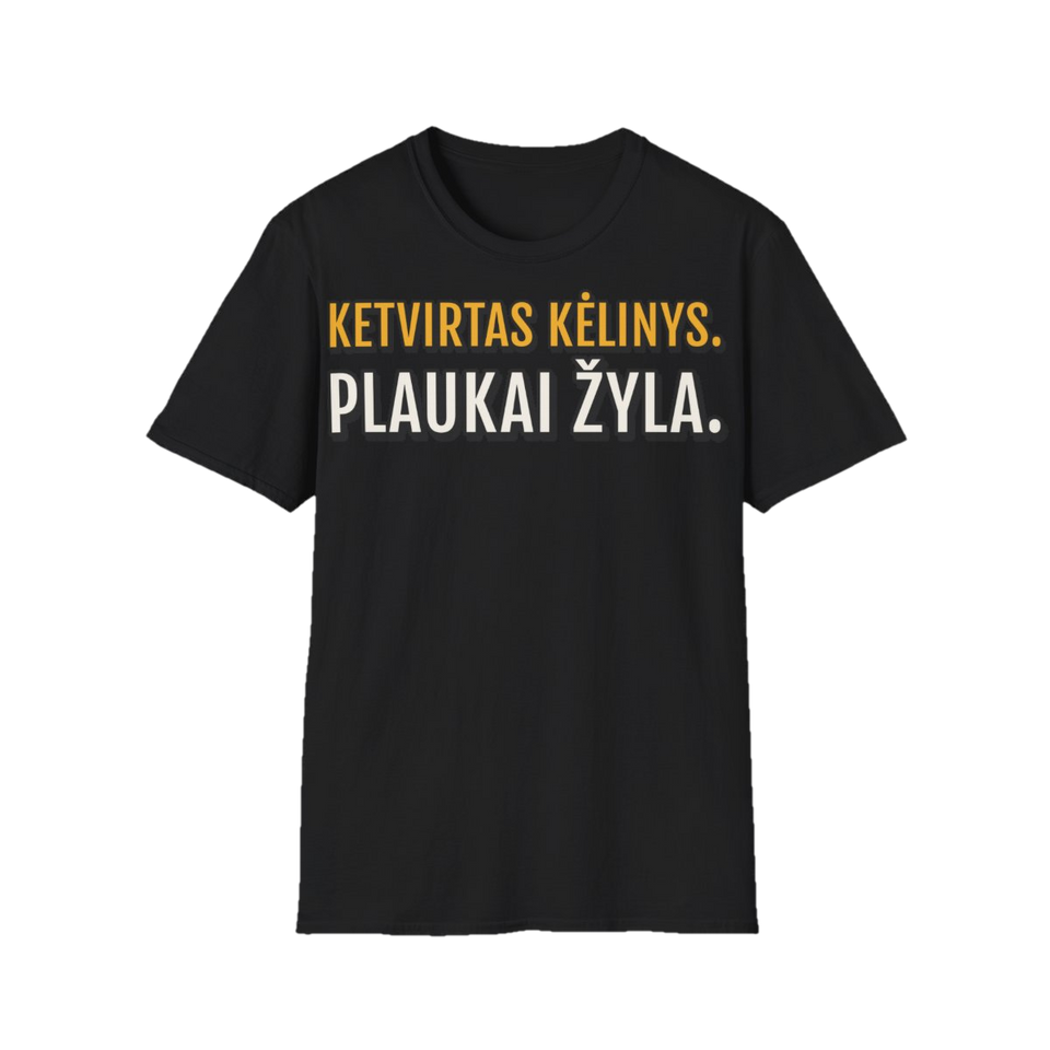 Marškinėliai „Ketvirtas kėlinys. Plaukai žyla.“ – juoda