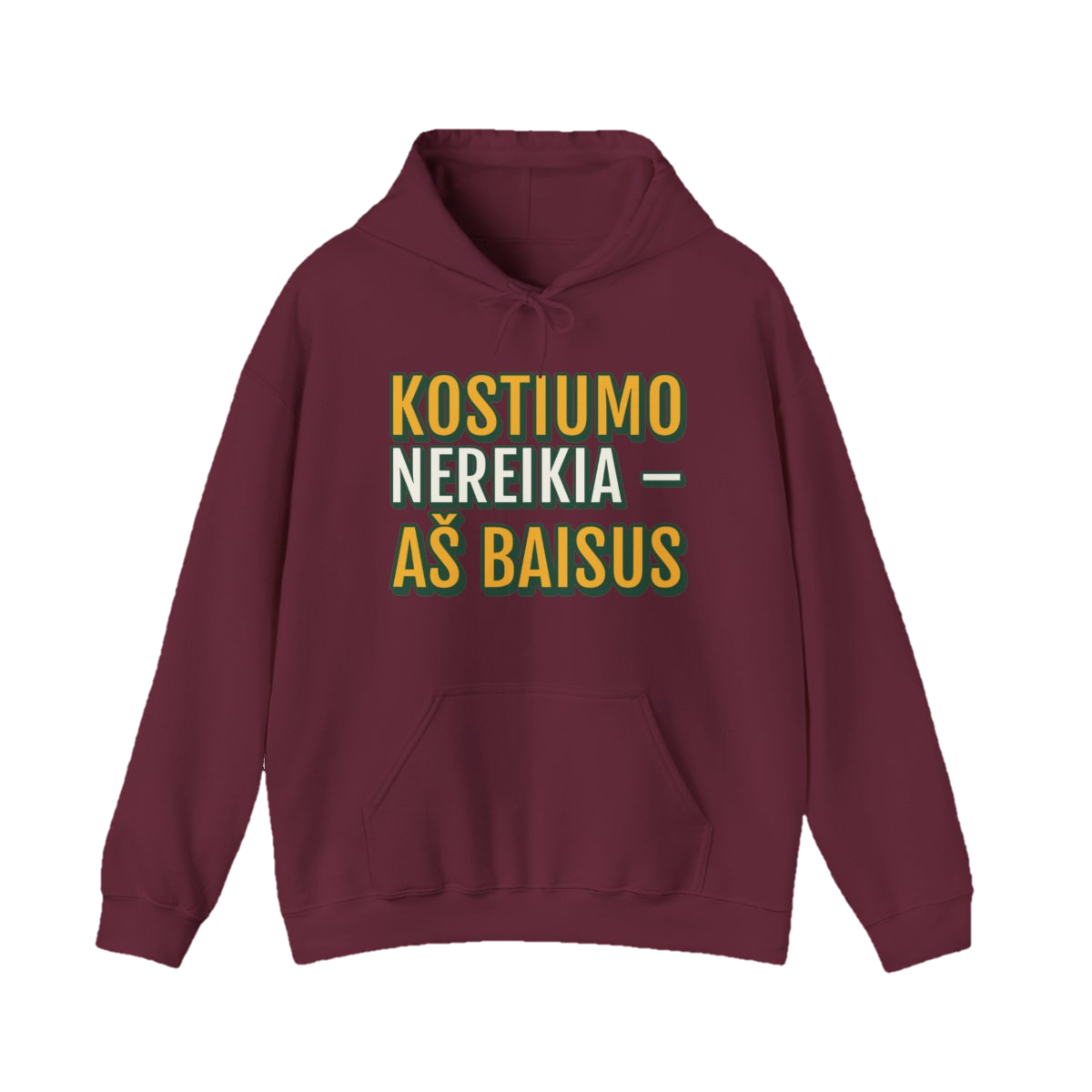 Džemperis su gobtuvu „Kostiumo nereikia – aš baisus“ – bordo