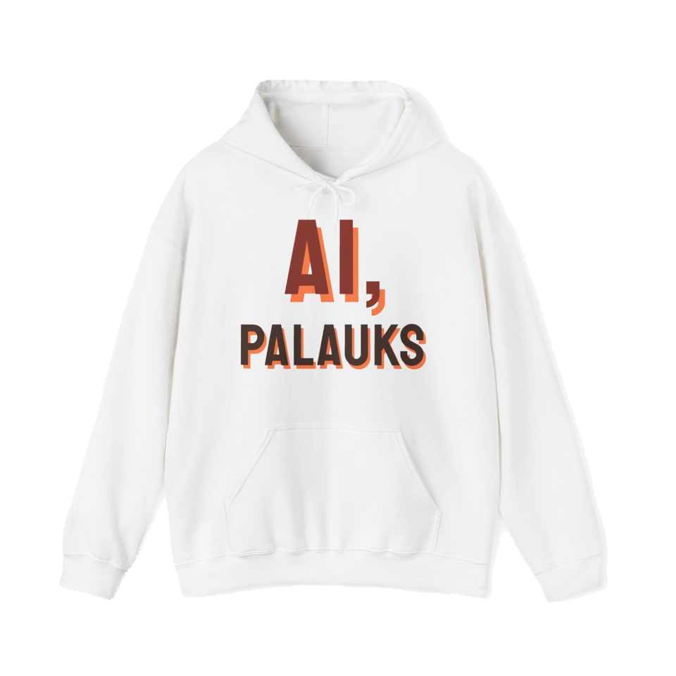 Džemperis su gobtuvu „Ai, palauks“ – balta