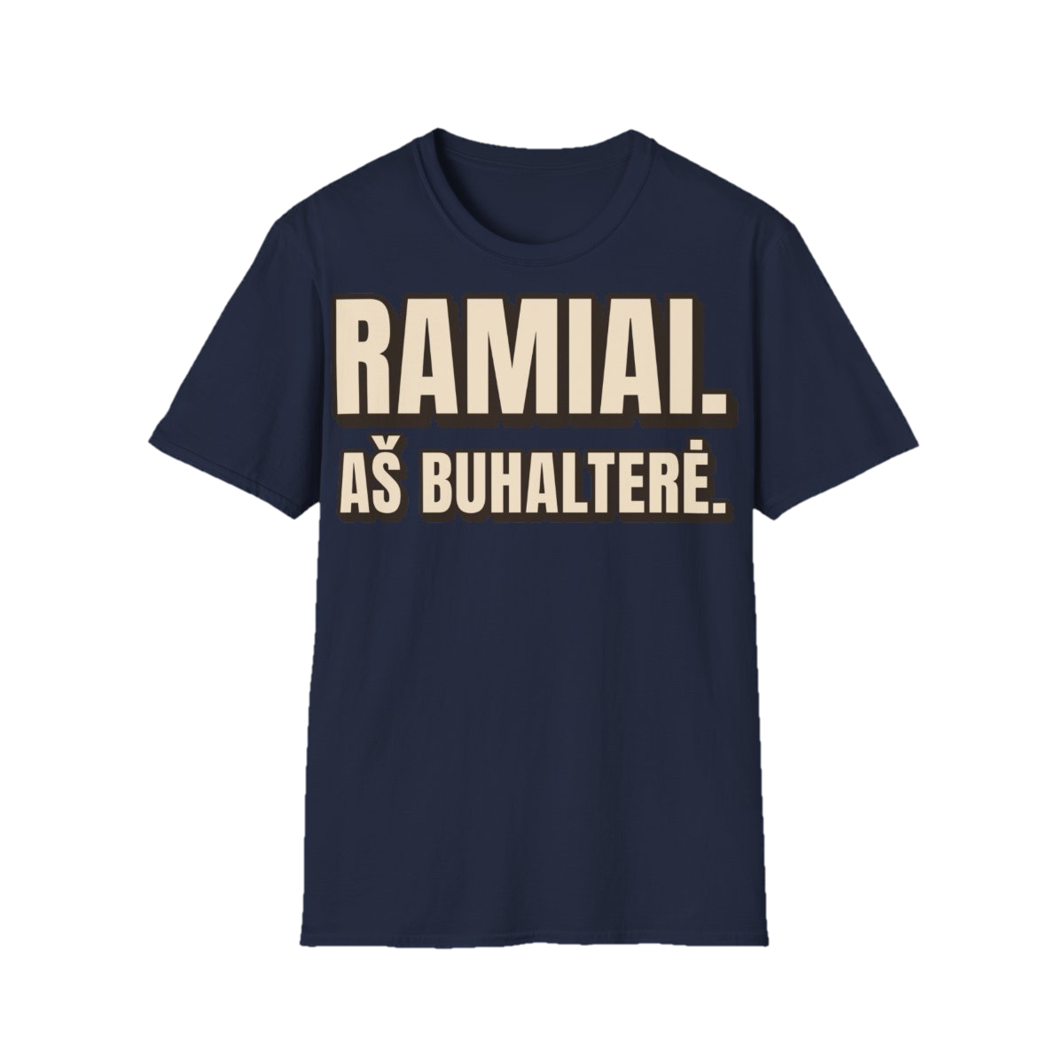 Marškinėliai „Ramiai. Aš buhalterė.“ – tamsiai mėlyna